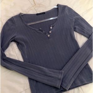Blue ribbed soft long sleeve from brandy Melville
